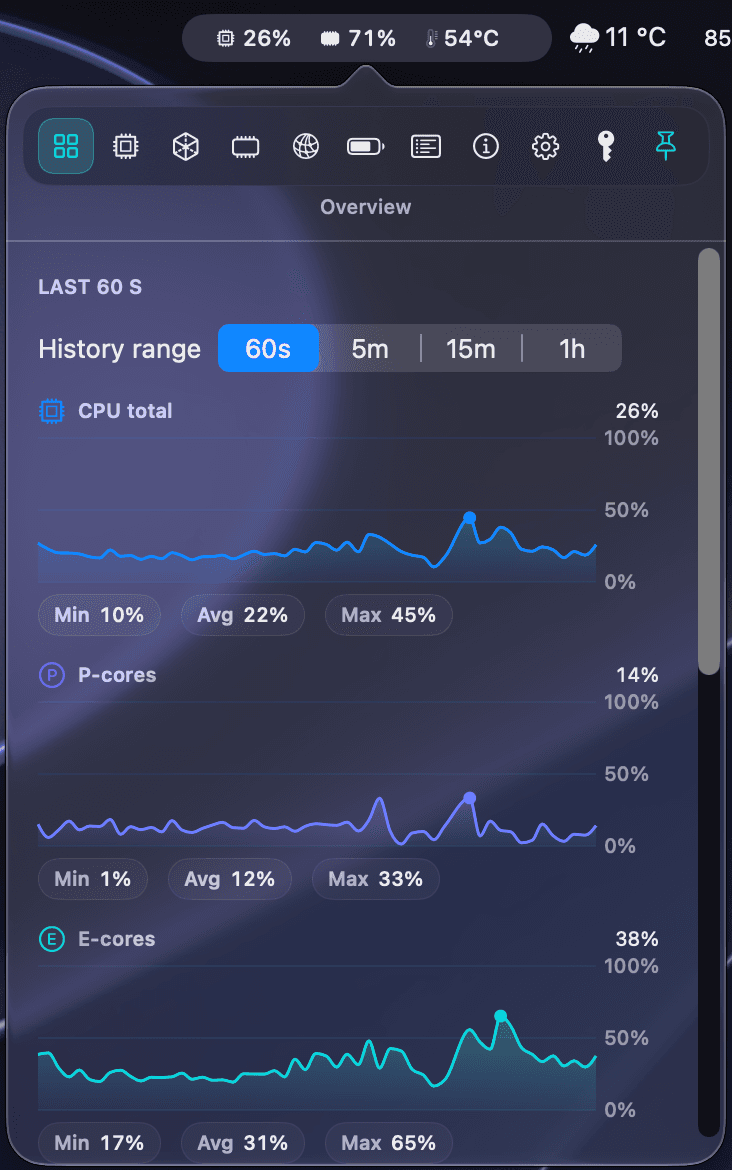 MenuBarMonitor live system monitor in the macOS menu bar